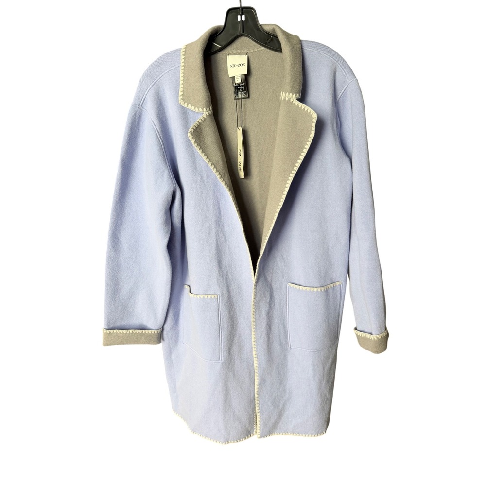 NIC+ZOE Reversible Knit Longline Cardigan Jacket Hyacinth Size L